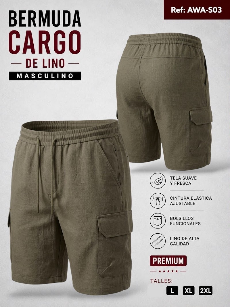 Bermuda cargo de lino · foto 3