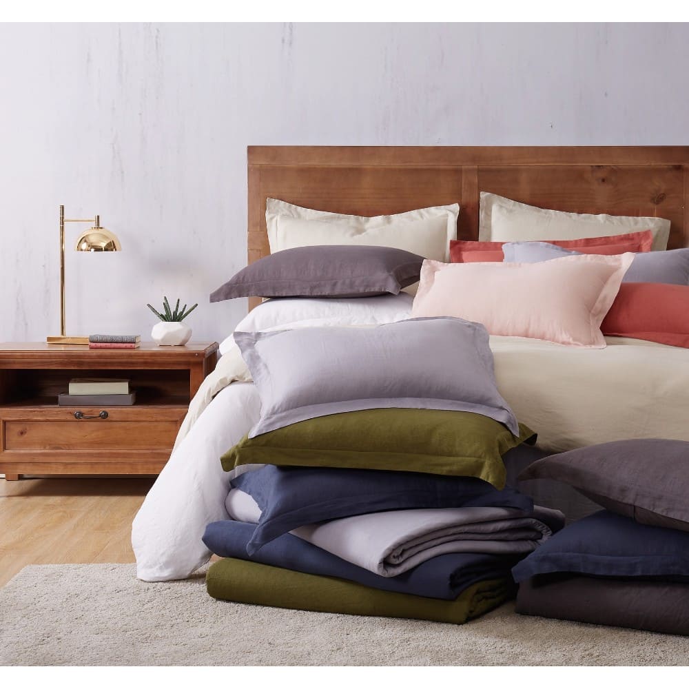 Set de duvet matrimonial/queen de lino Brooklyn Loom™ color natural, 3 piezas