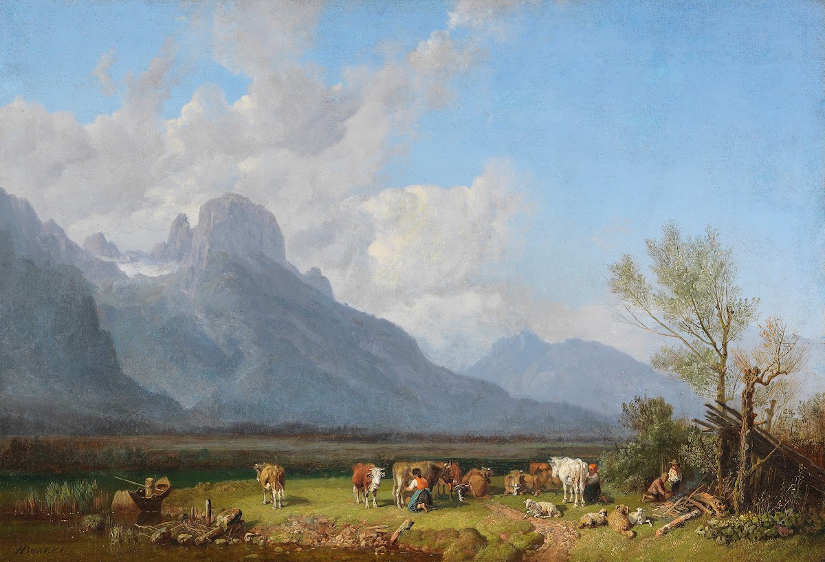 Viehhirten am Seeufer Ca 1845 1850