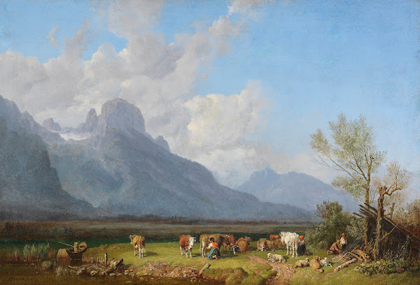 Viehhirten am Seeufer Ca 1845 1850