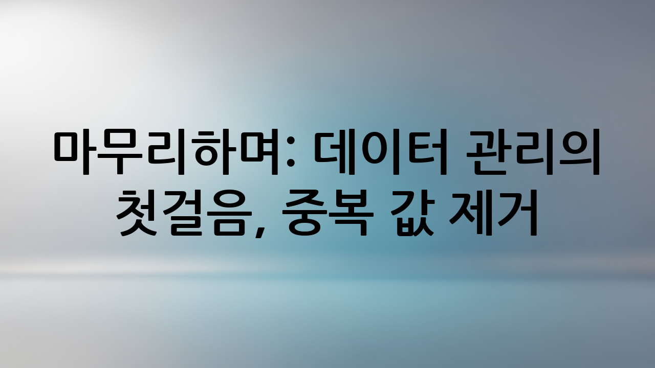 마무리하며: 데이터 관리의 첫걸음, 중복 값 제거