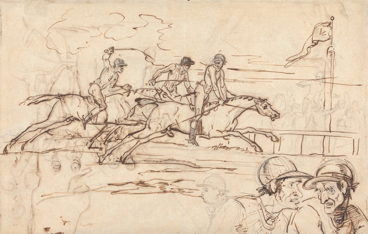 Three Racehorses Approaching the Winning Post