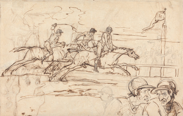 Three Racehorses Approaching the Winning Post