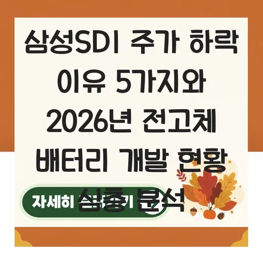 삼성SDI 주가 하락 이유와 전고체 배터리 개발 현황 대표 이미지
