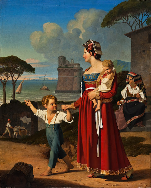 A Young Italian Woman With Her Children And An Old Woman Spinning Nettuno 1831