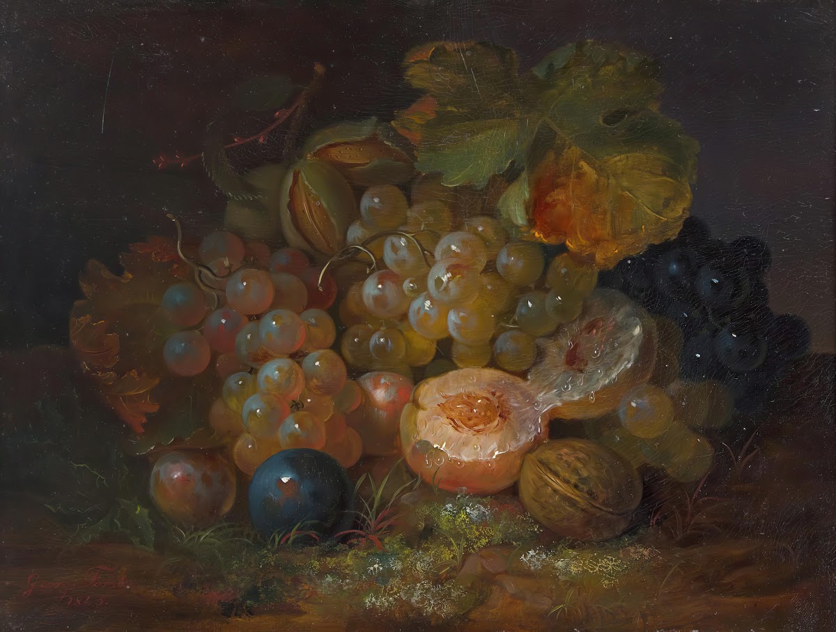 Still Life with Grapes Plums and Almonds 1845