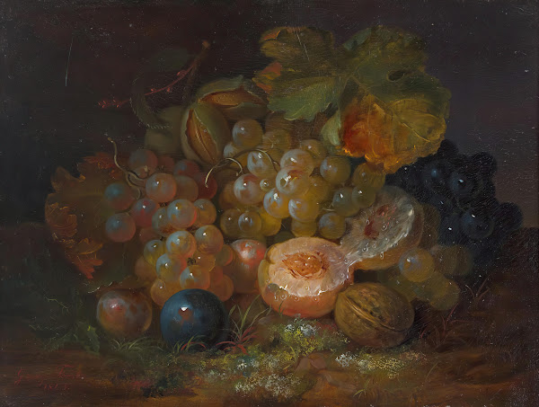 Still Life with Grapes Plums and Almonds 1845