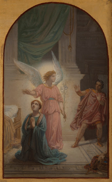 Maximien reculant à la vue de lange qui protège sainte Suzanne 1857