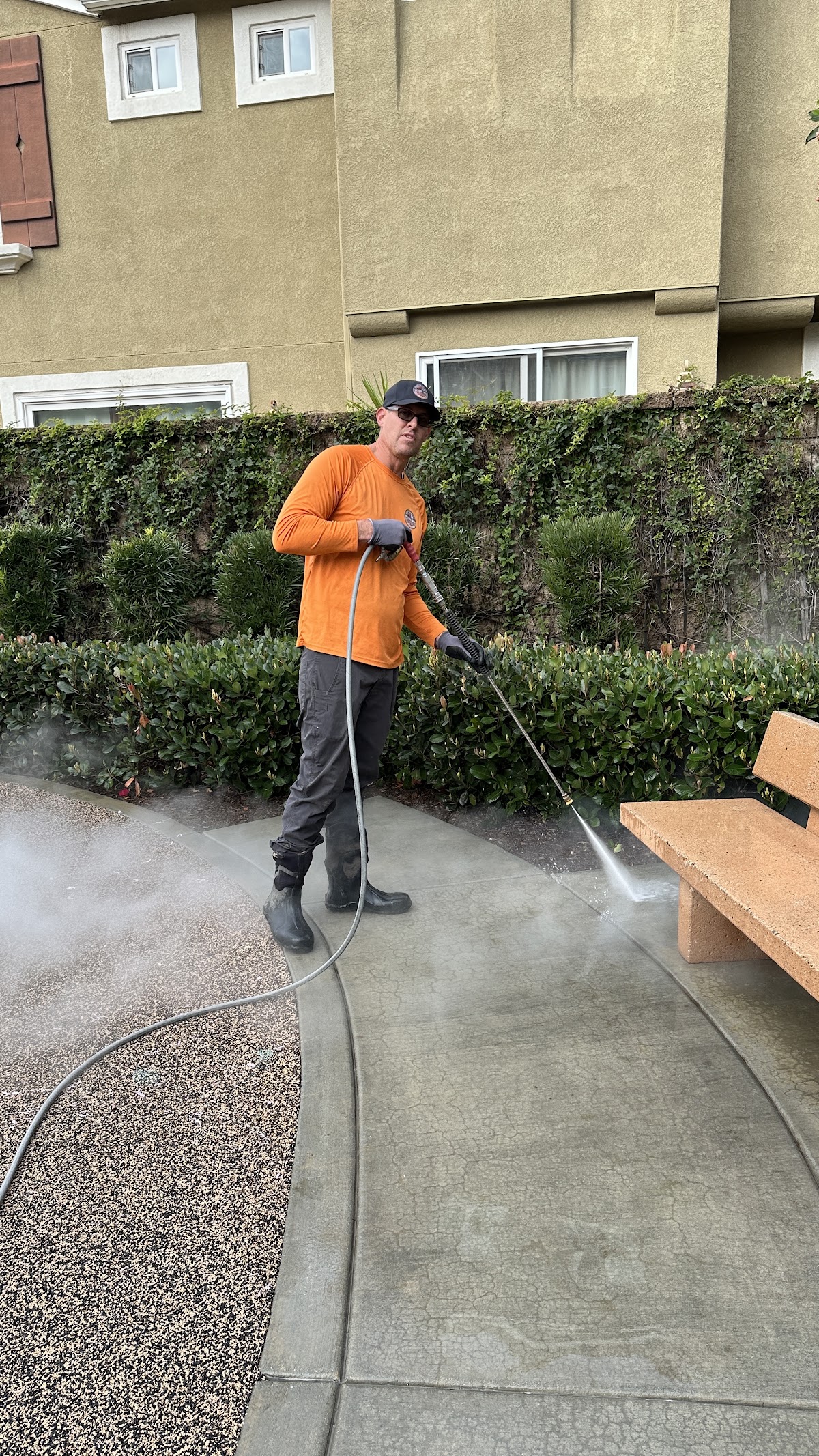 Derek Kinnison pressure washing residential patio