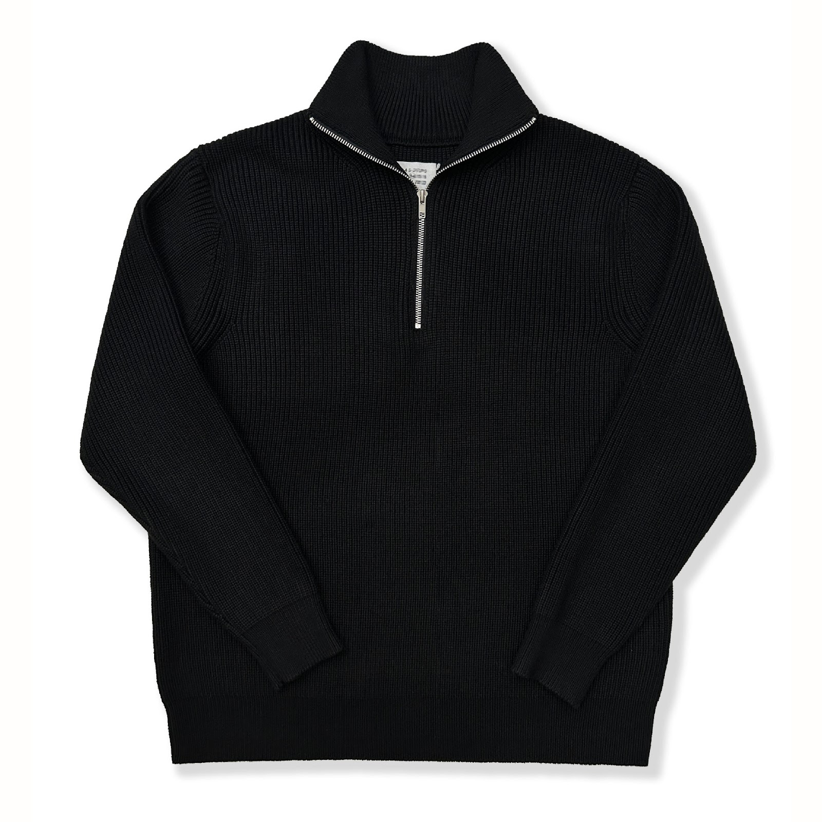 Unisex knitted pullover, half-zip, wool blend