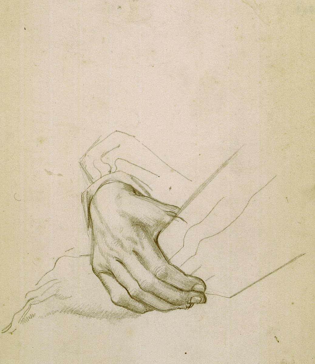 Untitled study of hands  preparatory drawing for The marriage at Cana circa 1922