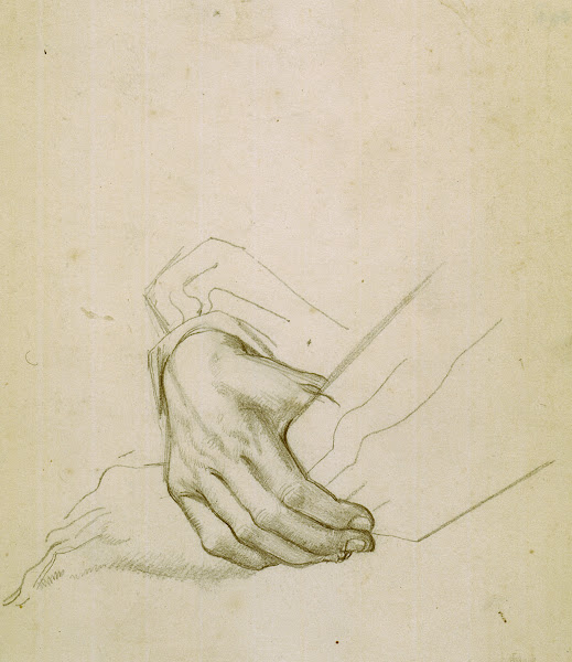 Untitled study of hands  preparatory drawing for The marriage at Cana circa 1922