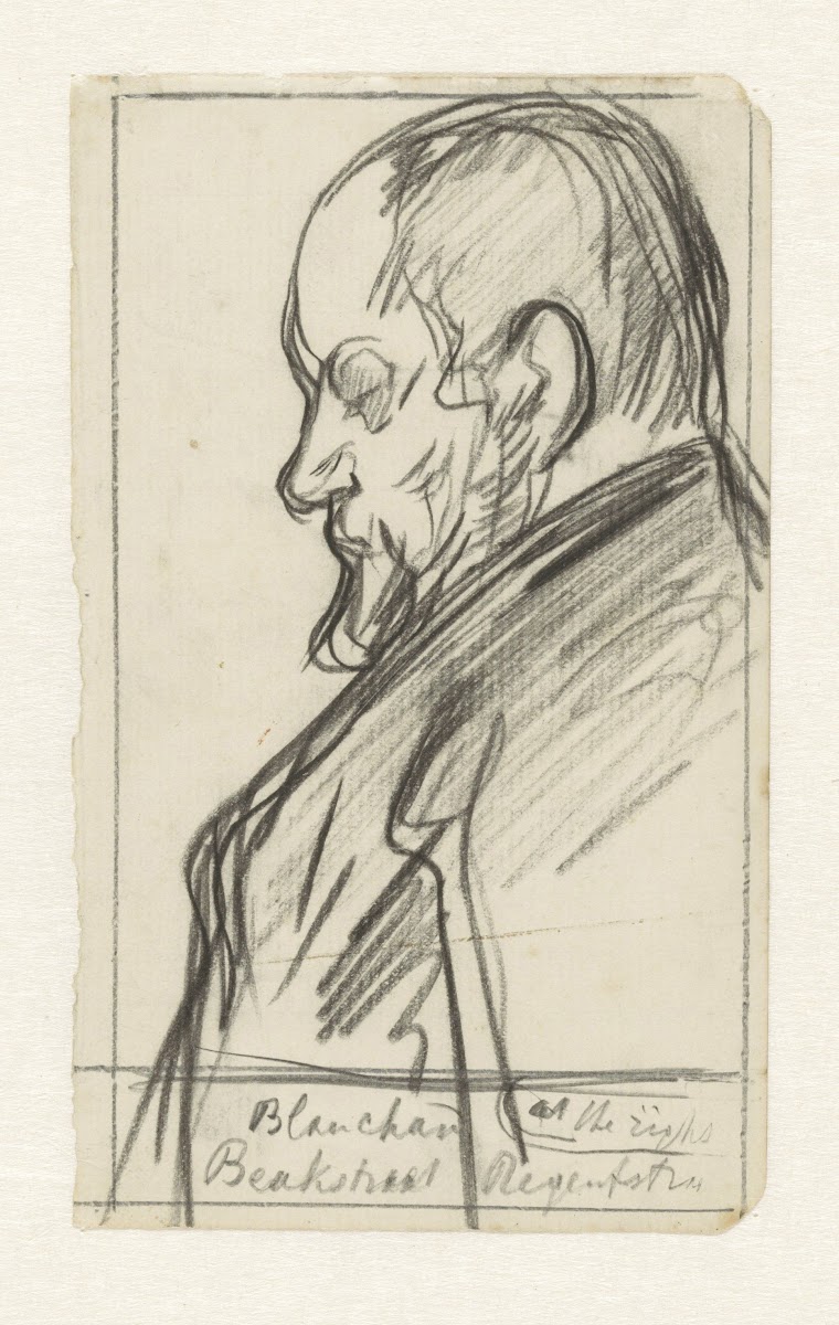 Schets Van Een Man Met Een Baard In Profiel Naar Links 1874   1925