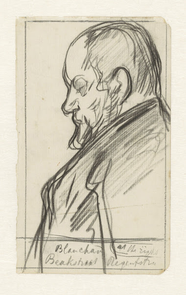 Schets Van Een Man Met Een Baard In Profiel Naar Links 1874   1925