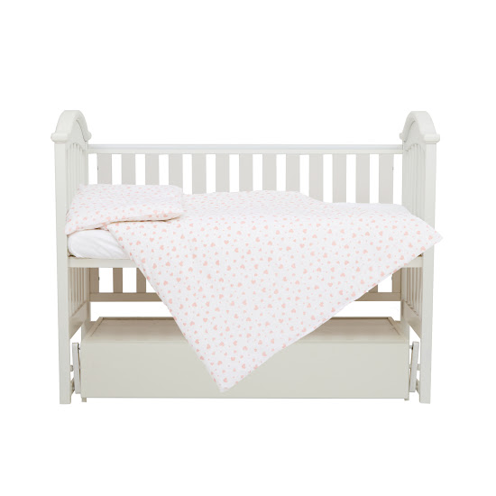 Детское сменное постельное белье 3 эл Twins Romantic Сердечки розовый