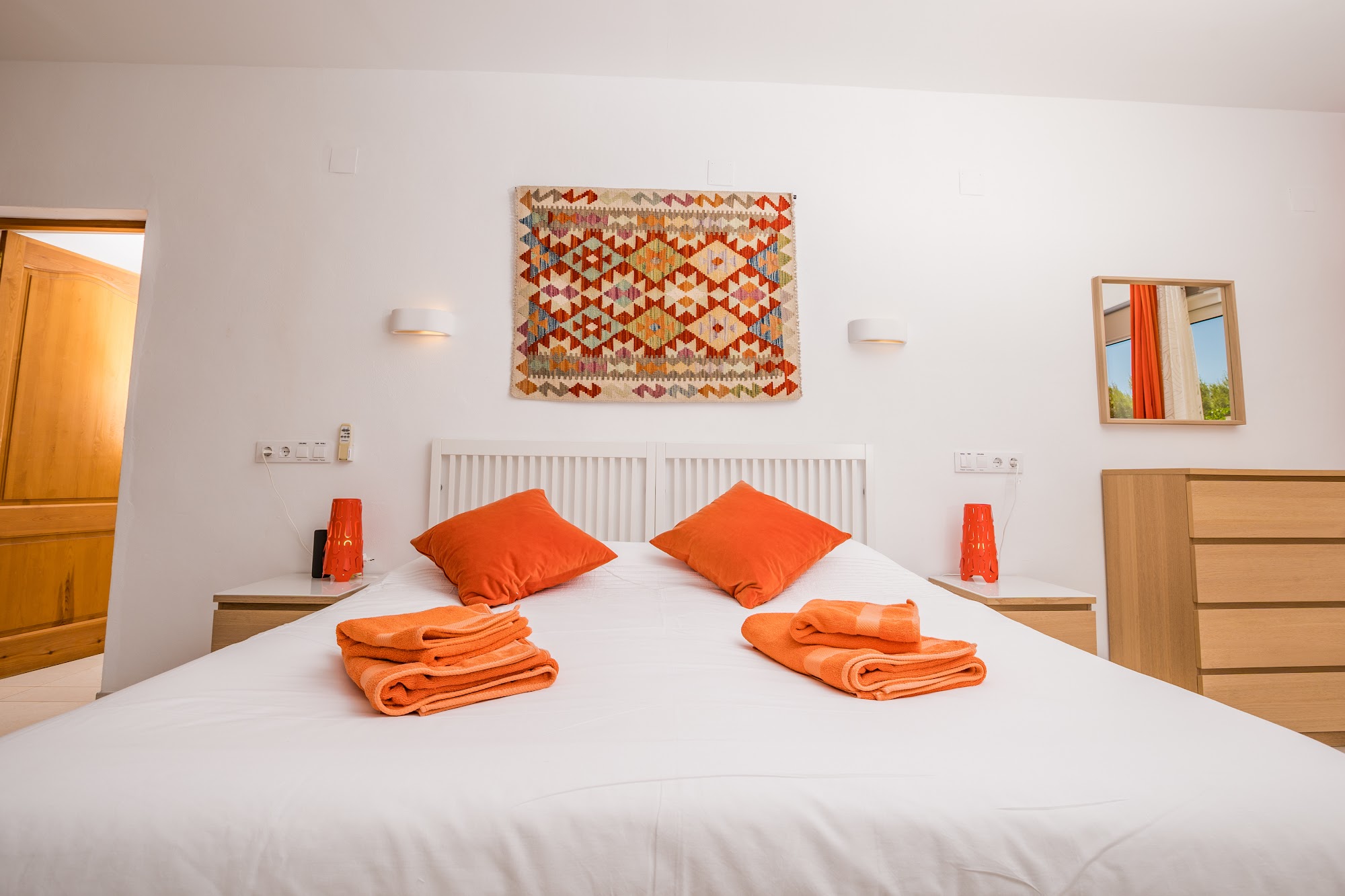 Bright bedroom with garden-facing terrace door