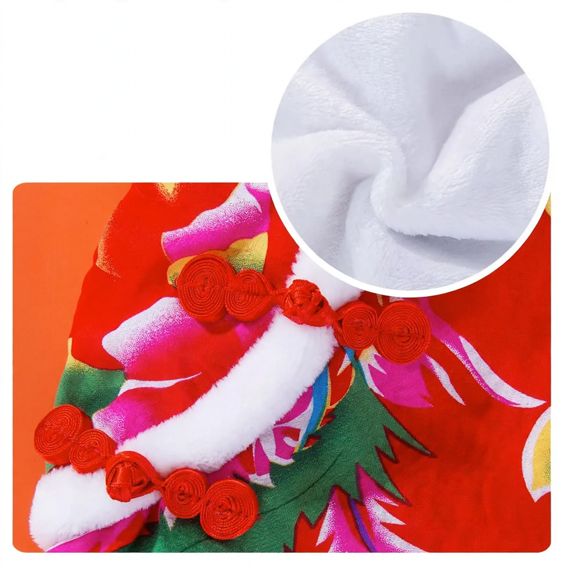 Padded dog coat with Chinese floral pattern