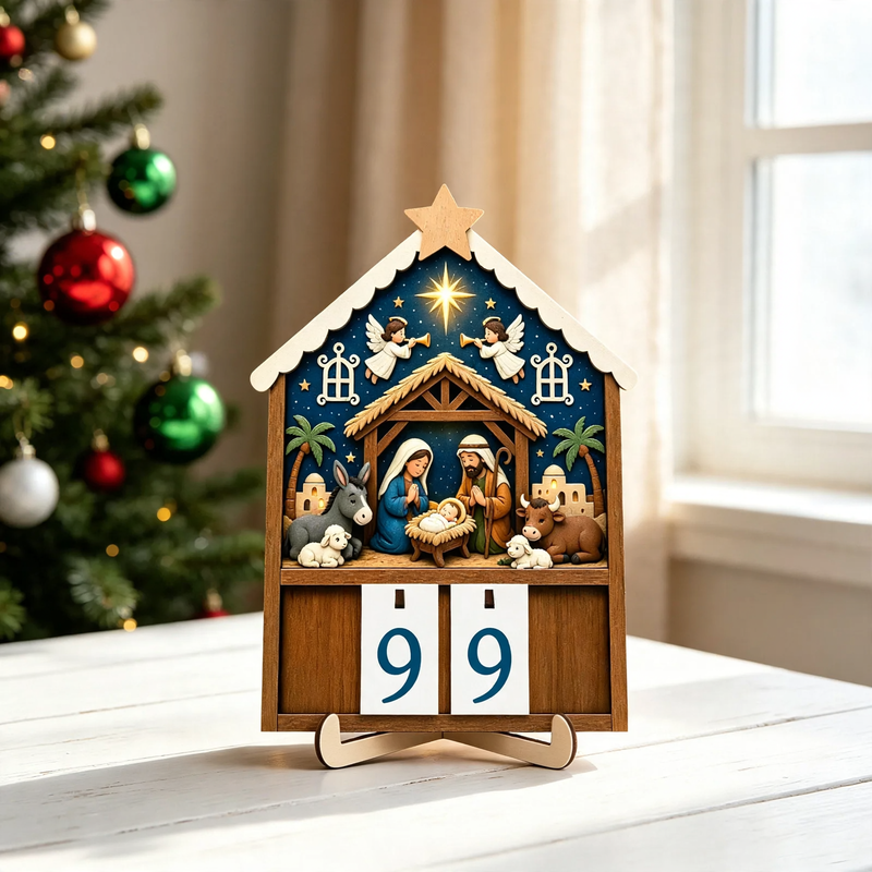 Wooden Countdown Calendar for Christmas