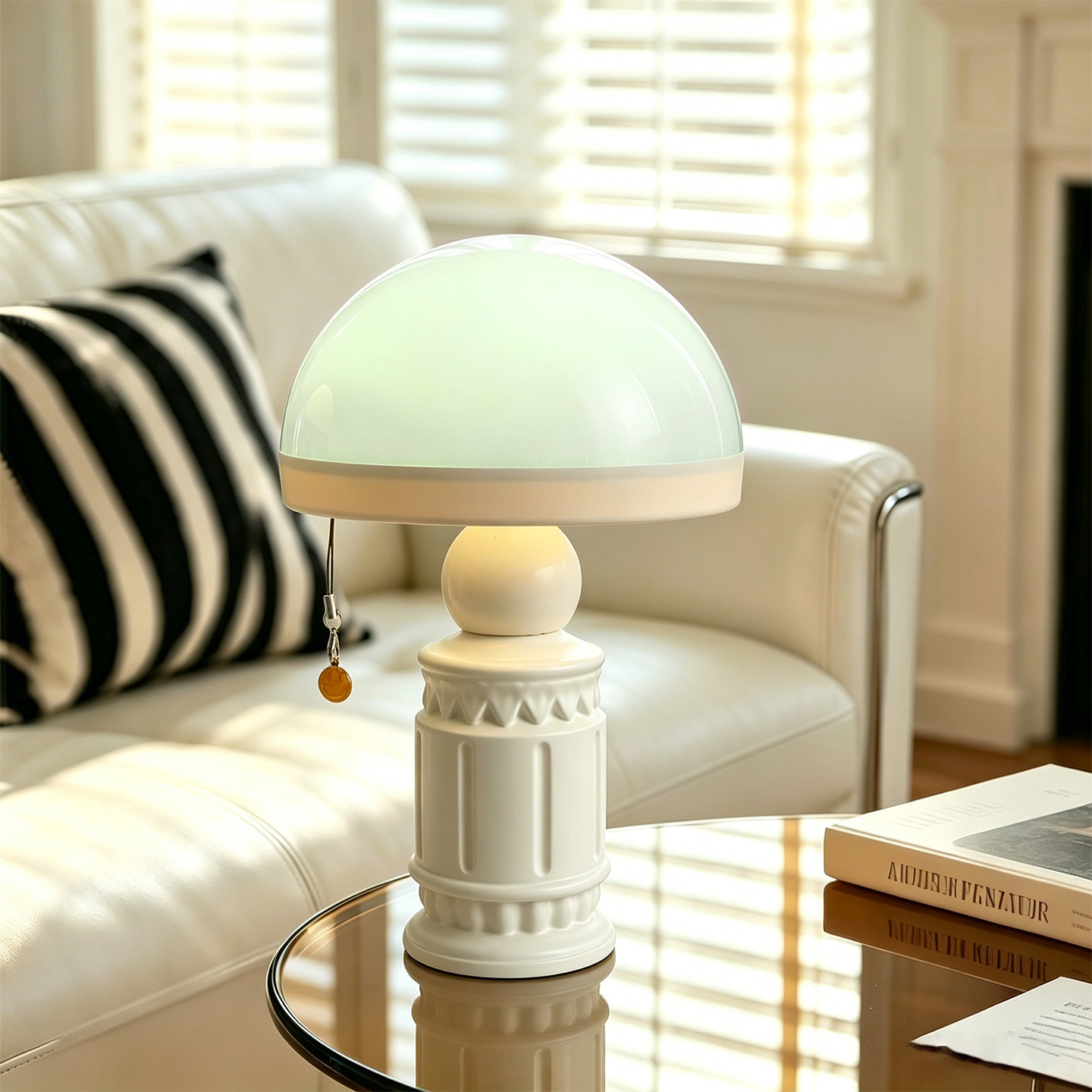 Vintage Column Lamp with Relief Pattern