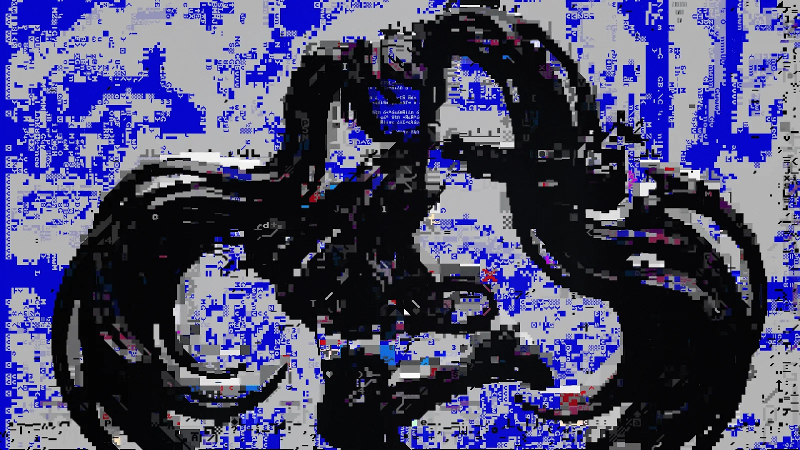 Blue Screen Glitch Abstraction - Glitch Digital Art 4K Wallpaper (3840x2160)