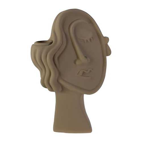 Portavelas de porcelana Concepts™ diseño de rostro, de 24.6 cm