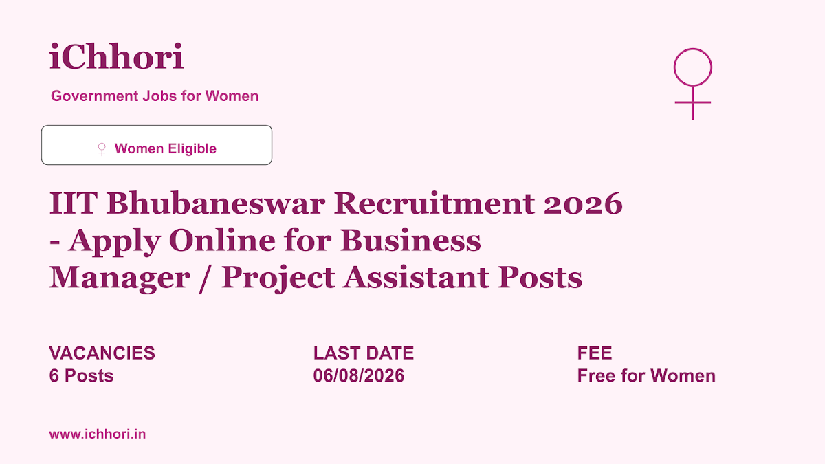 IIT Bhubaneswar Recruitment 2026 - Apply Online for Business Manager / Project Assistant Posts - iChhori