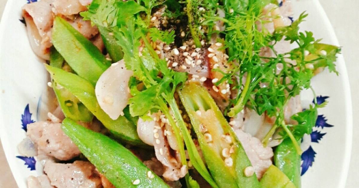 Đậu bắp xào thịt