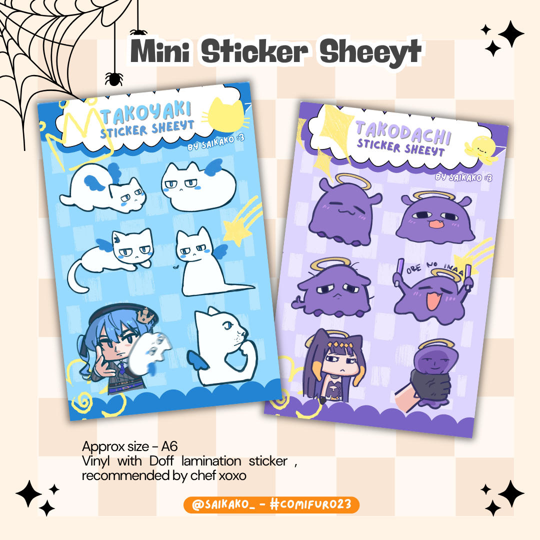 🐾Sticker Sheet Takoyaki - Suisei and Takodachi - Ina by Saikako