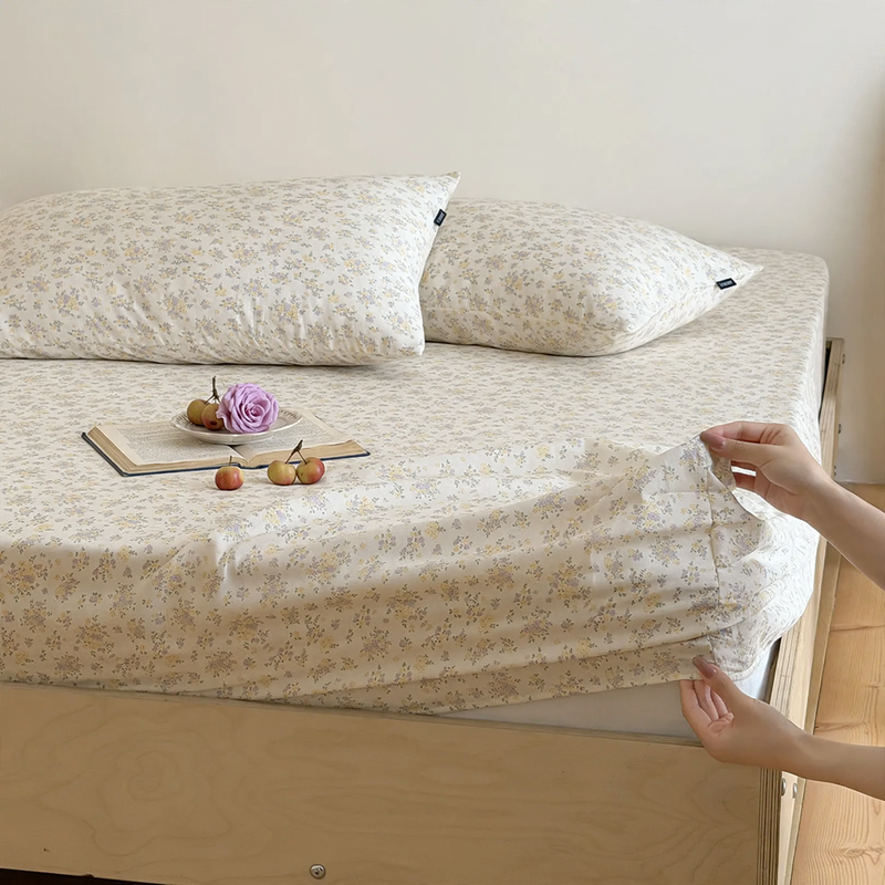 Cotton Fitted Sheet Set, 3-piece, with Pillowcases