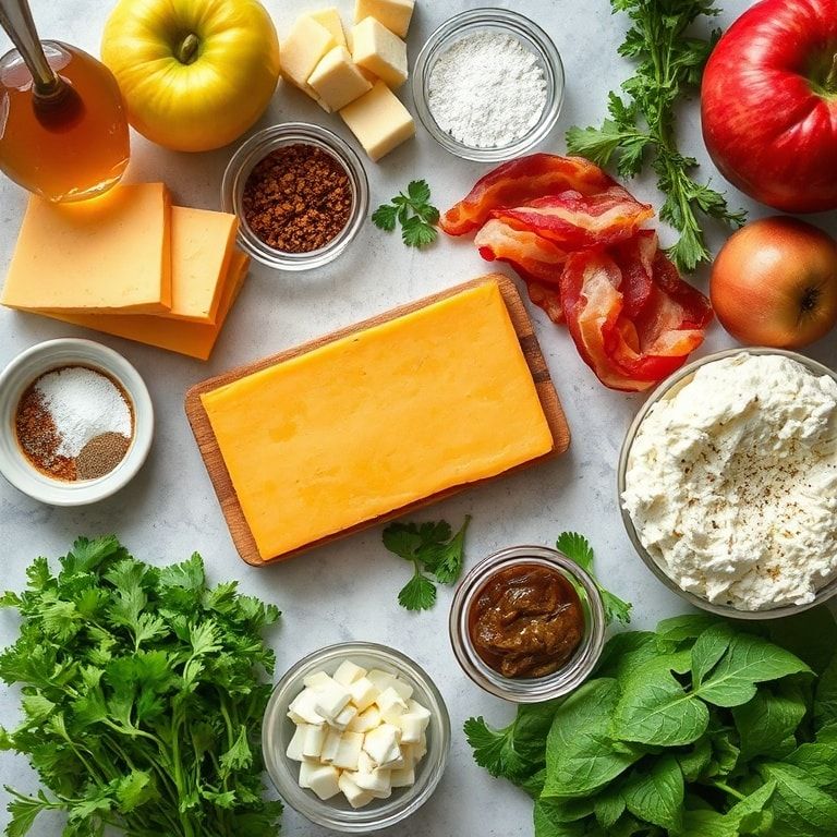 Ingredients for Hot Honey Apple Cheddar Bacon Grilled Cheese Recipe: Sweet, Crispy & Cheesy Delight