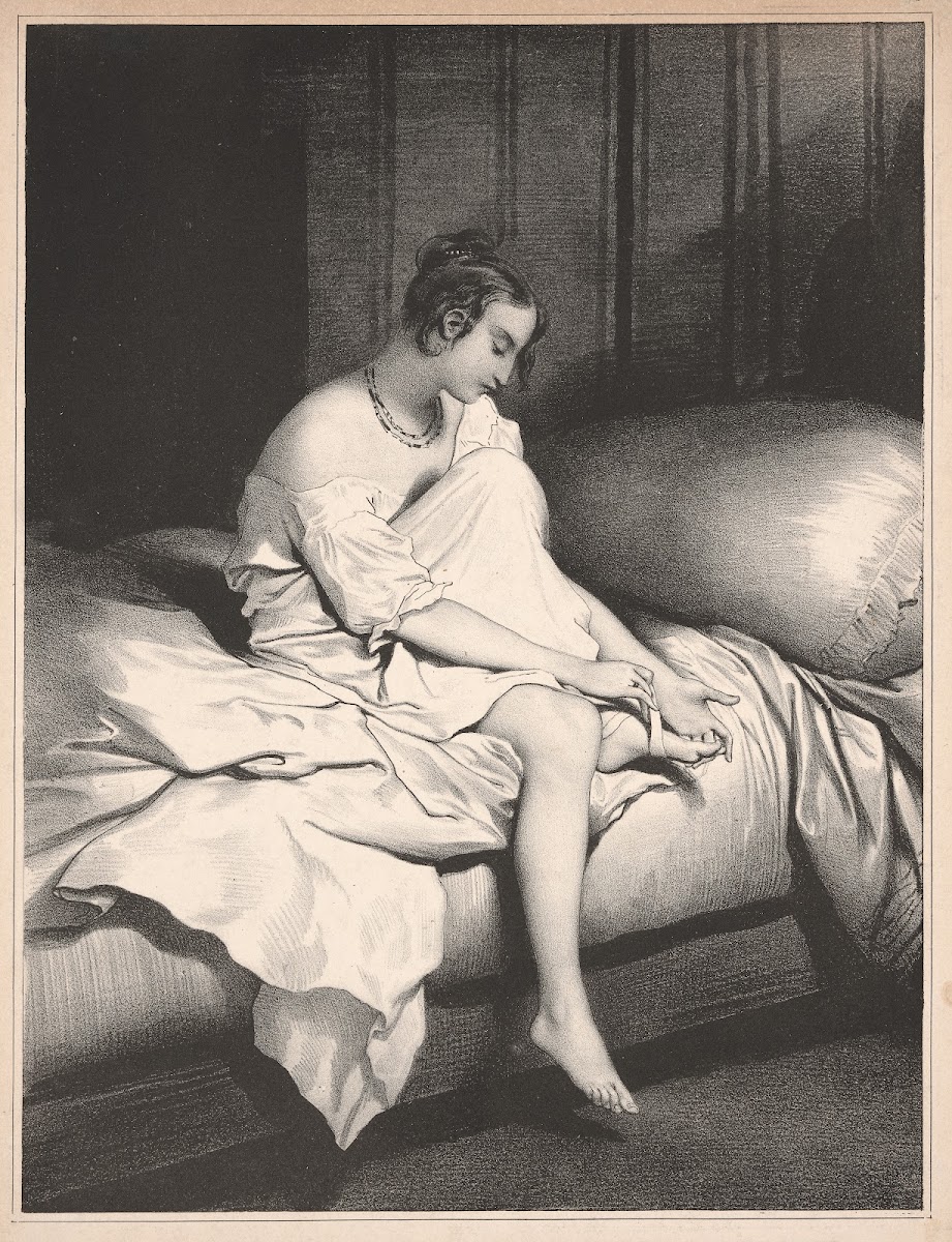 Woman wrapping linen around foot
