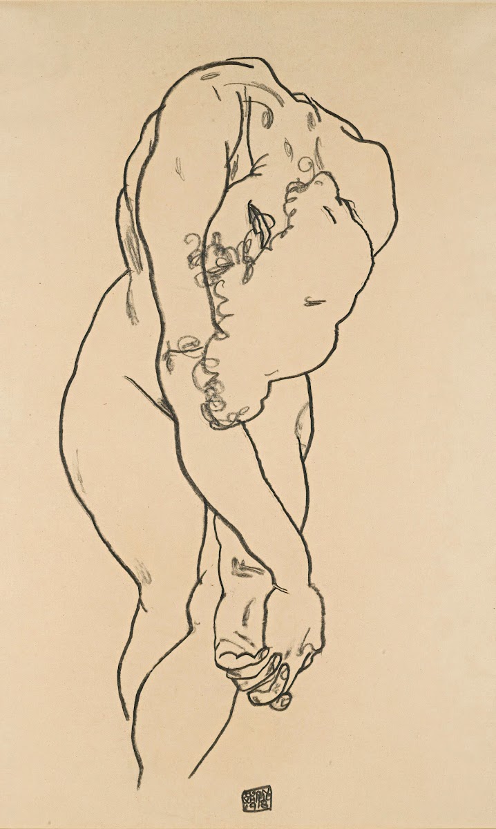 Bending Woman With Head Bowed And Crossed Hands 1918