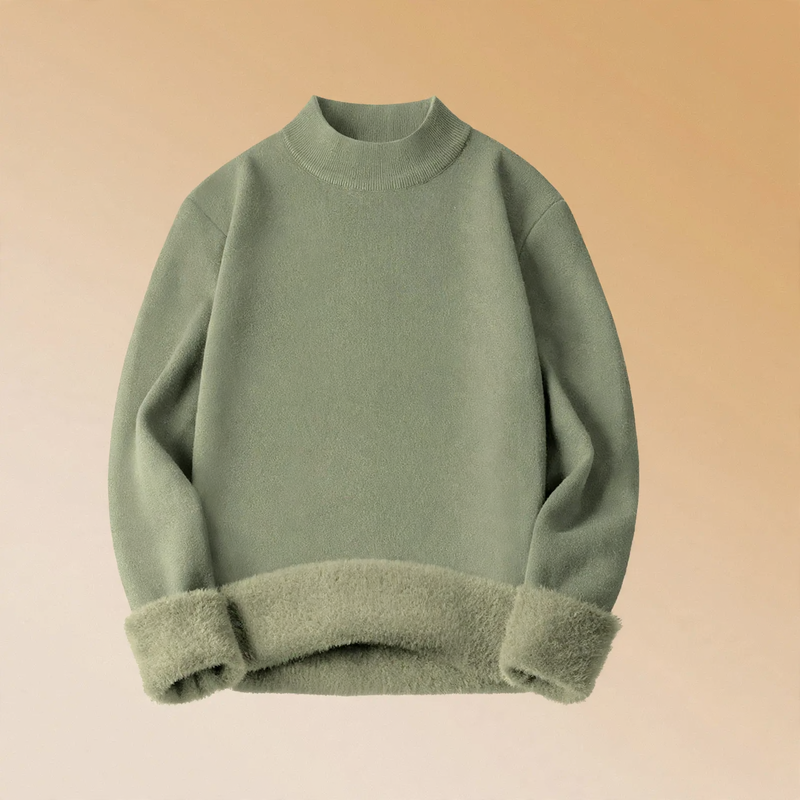 Men's knit sweater, lined, stand-up collar