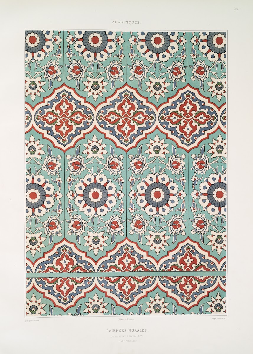 Arabesques faïences murales du kiosque de Mahou Bey XVIe siècle 1877