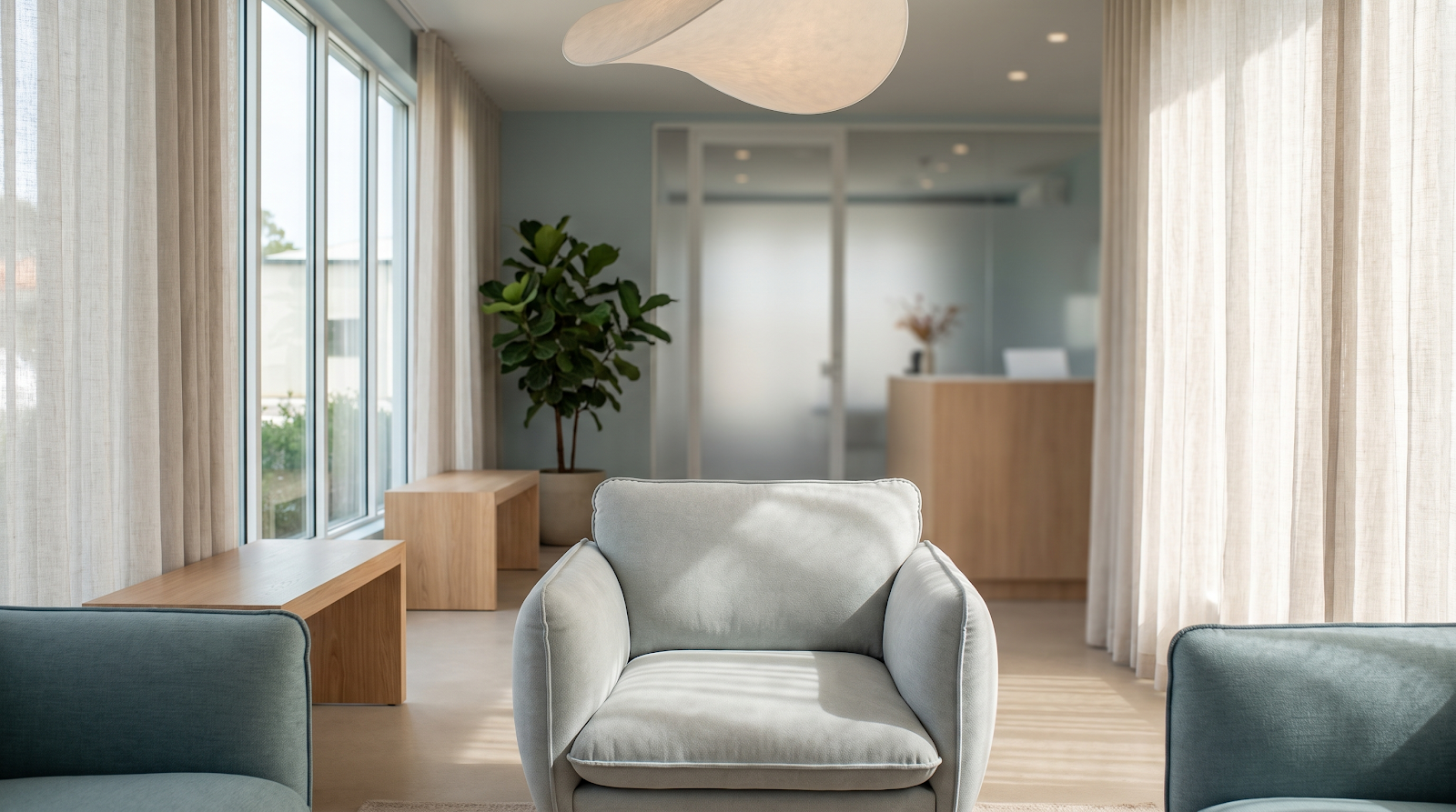 Modern calm clinic waiting area