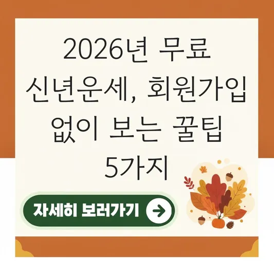회원가입 없이 2026년 무료 신년운세 볼 수 있는 곳 추천 대표 이미지