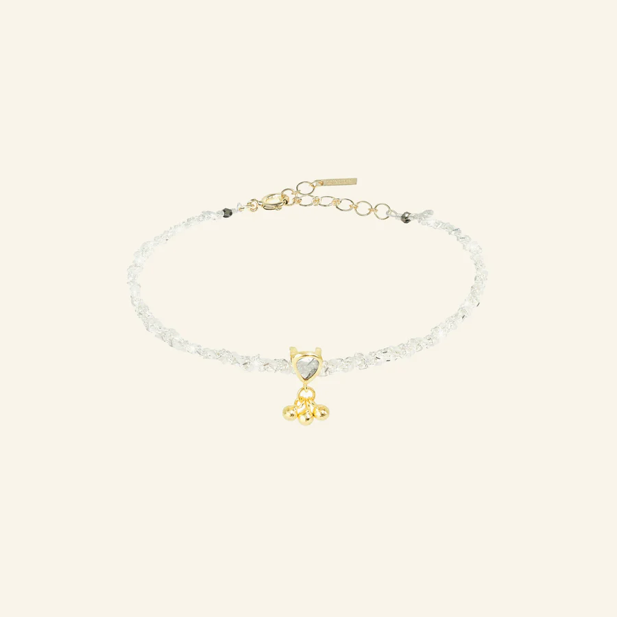 Плетенный браслет с алмазом польки SILVER WHITE