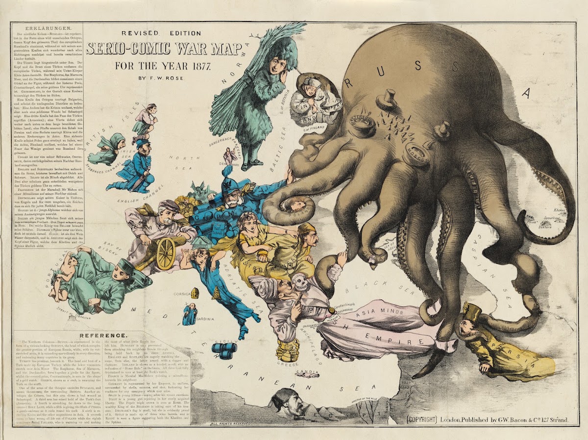 Serio Comic War Map For The Year 1877 1877