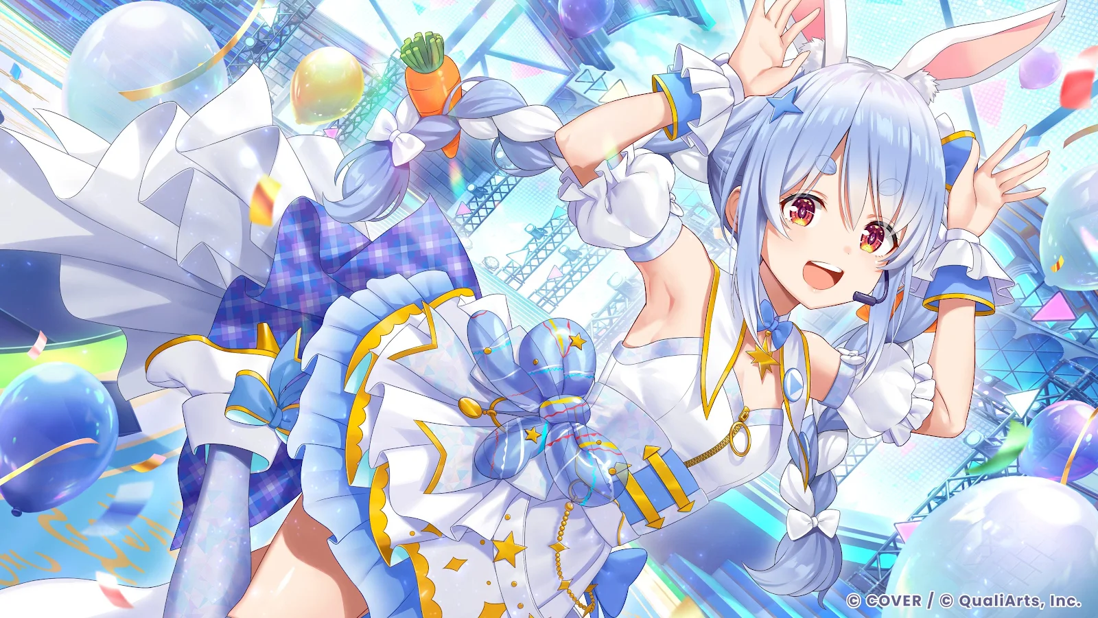 Usada Pekora Performing On Stage - Anime Illustration 4K Wallpaper (3840x2160)