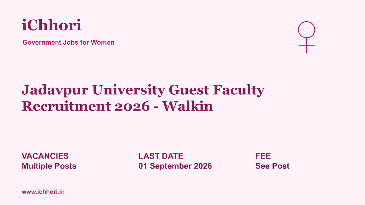 Jadavpur University Guest Faculty Recruitment 2026 - Walkin - iChhori