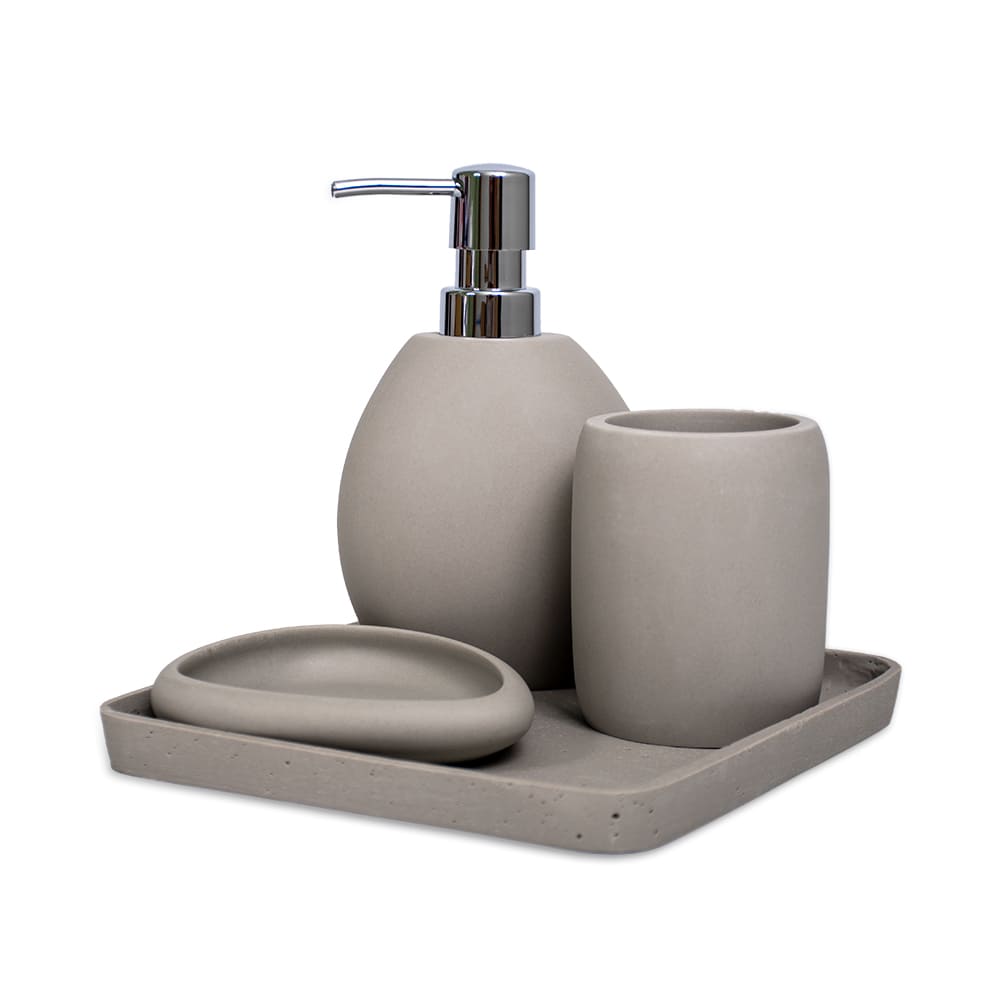 Set de accesorios para baño de poliresina Distinto™ color gris, 3 piezas