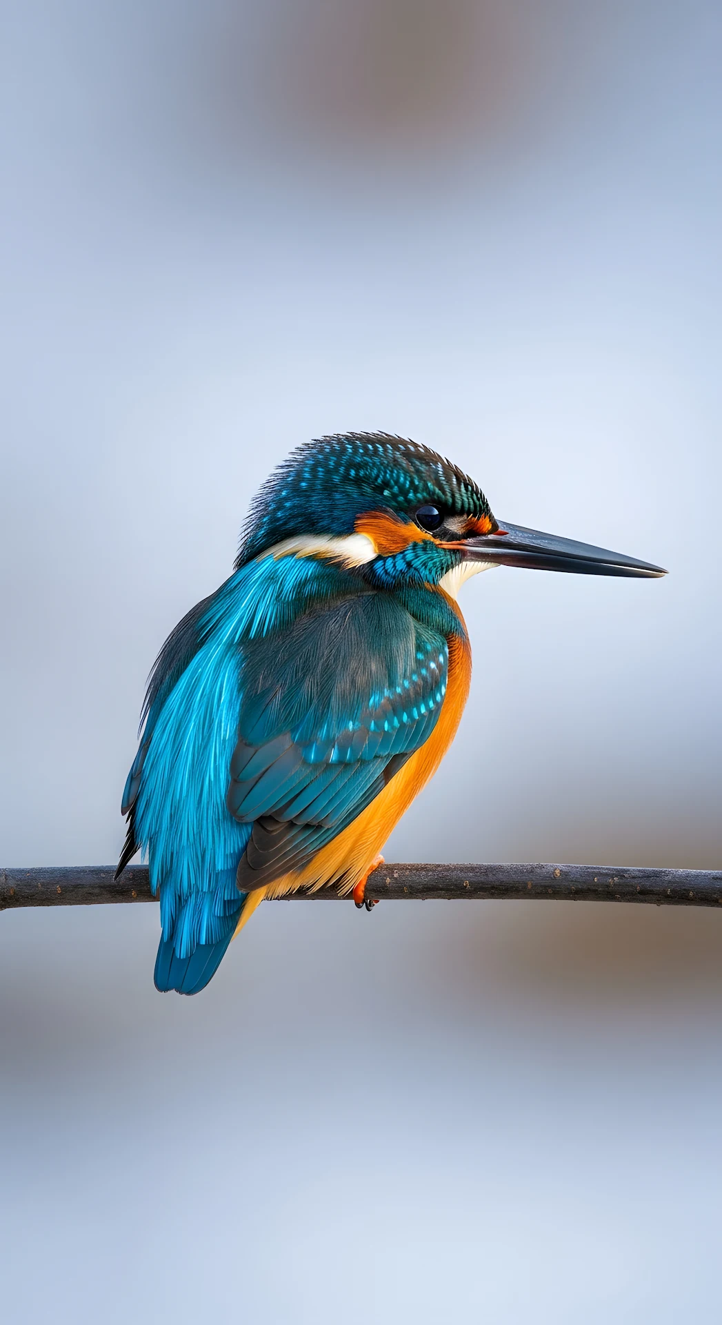 Vibrant Blue and Orange Kingfisher Perched on Branch - Free 4K mobile Wallpaper