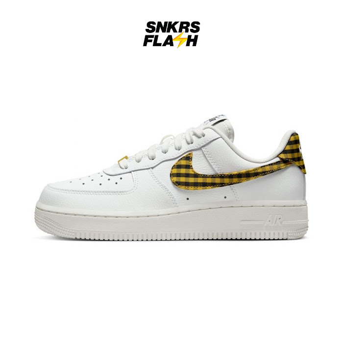 NIKE AIR FORCE 1 LOW GINGHAM YELLOW BLACK - Size 36.5