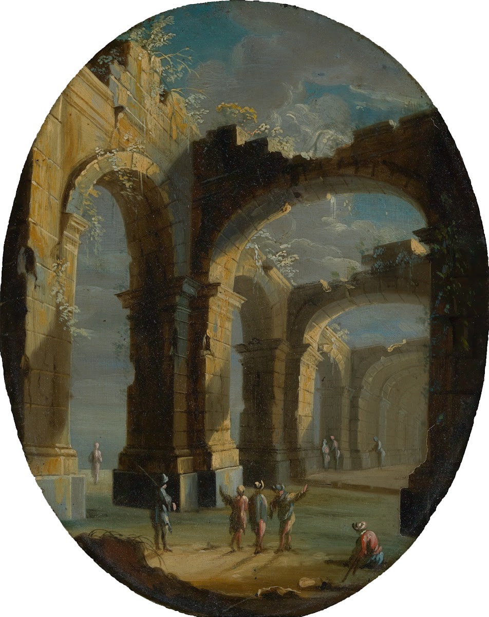 Kirchenruine mit Figuren