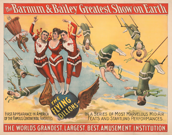 The Flying Dillons in a series of most marvelous mid air feats and startling per