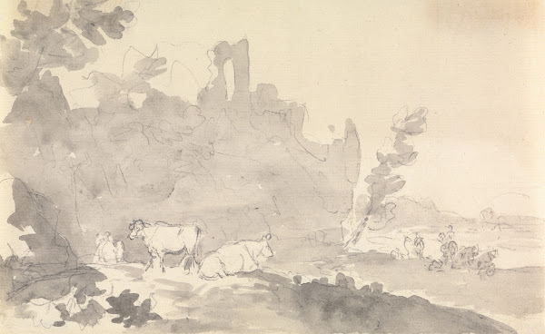 Landscape with Cows in Foreground