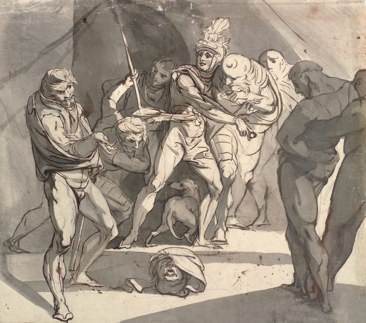 Richard Plantagenet throws the severed head of the duke of Somerset at the feet