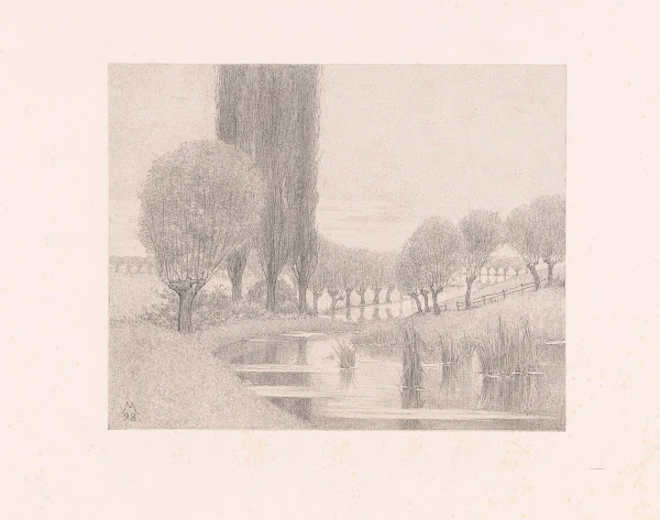 Wilgen en populieren langs een rivier 1898