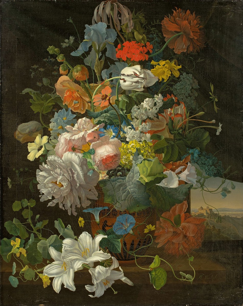 Floral Still Life with View of the Castel Gandolfo 1832
