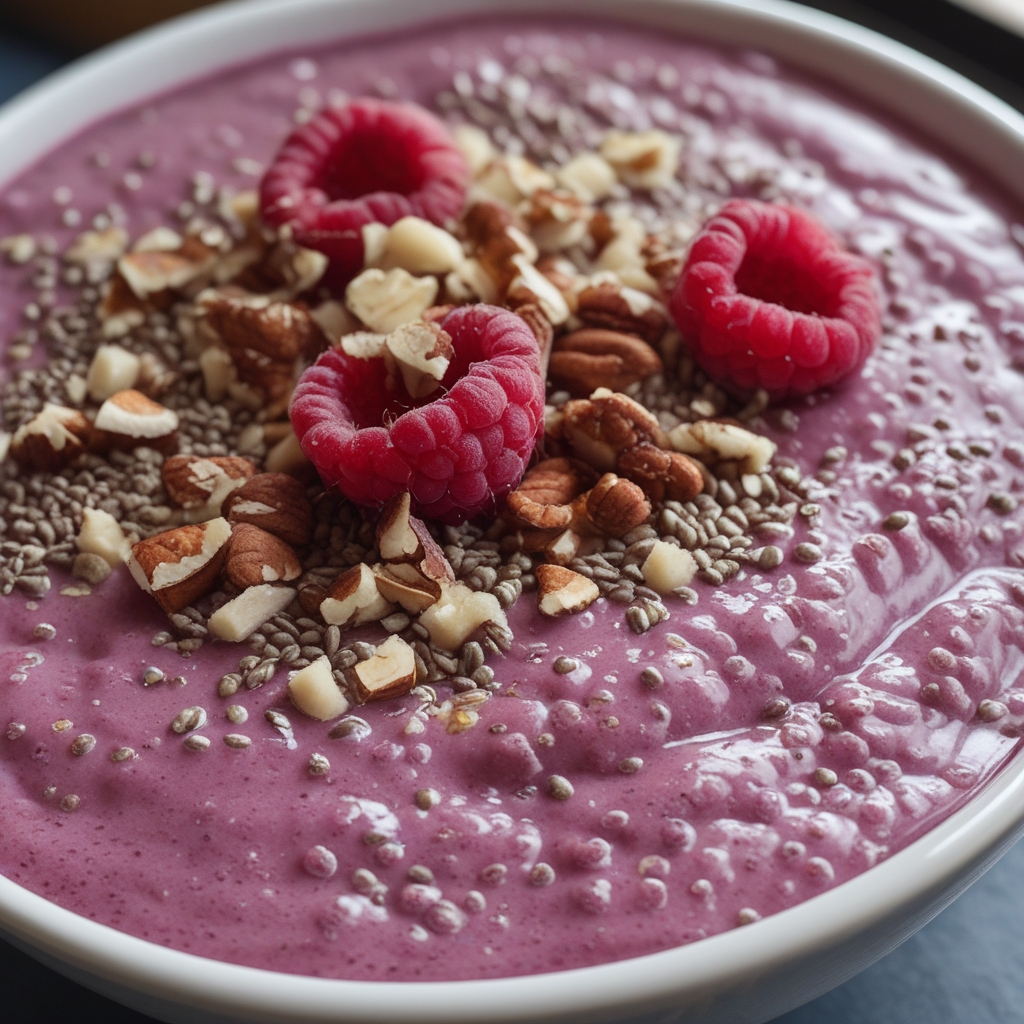 Vanilla Raspberry Chia Pudding | Healthy Superfood Breakfast Bowl for Easy Mornings finished